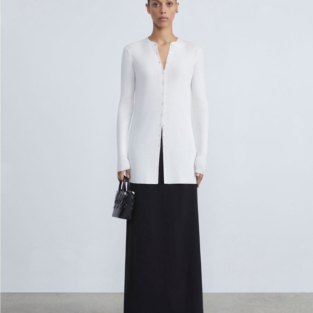 Lafayette 148 New York Green Mandarin Collar Buttoned Sweater